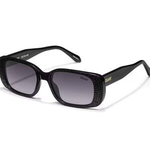 Quay Australia Inside Scoop Bling 39MM Rectangular Sunglasses- Black